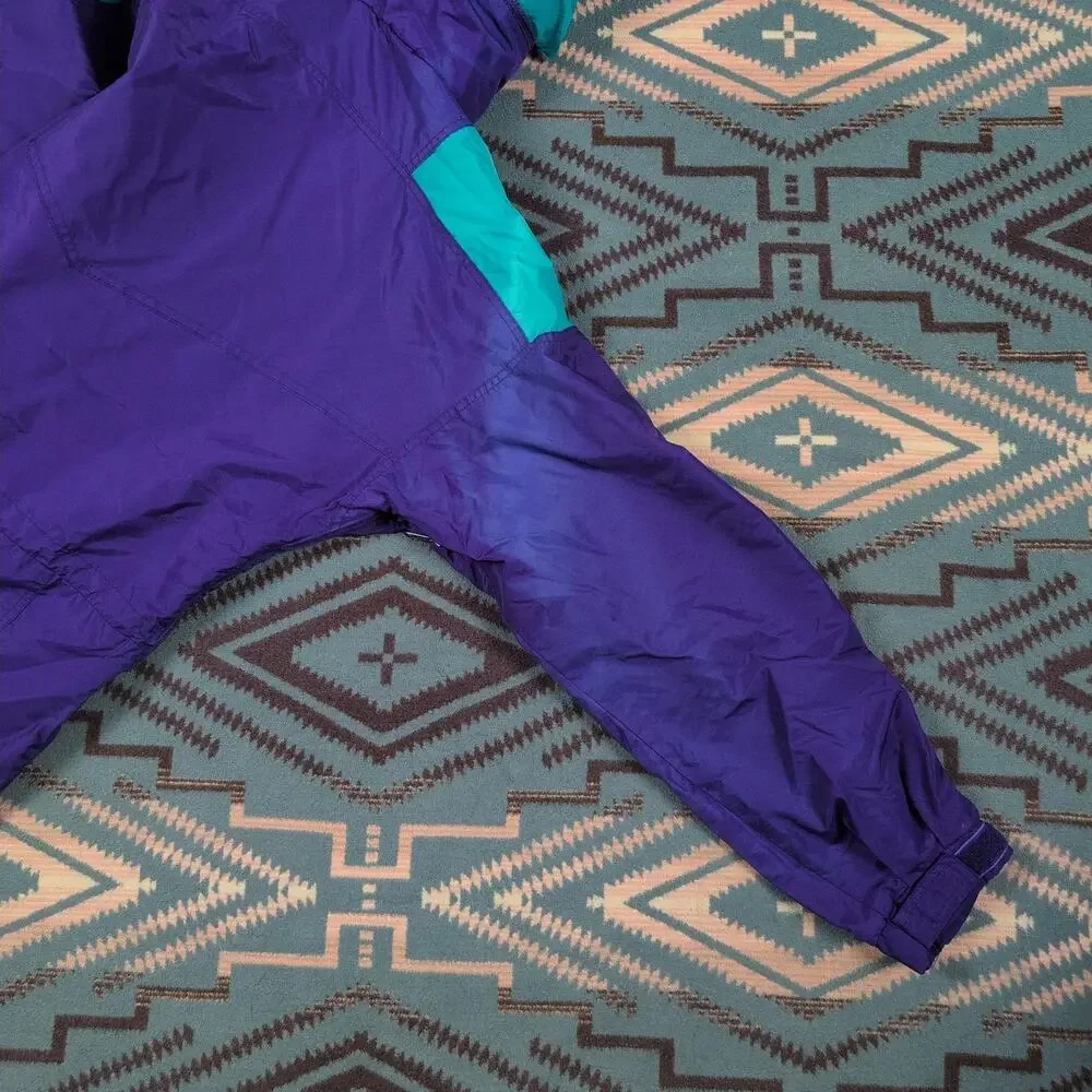 Vintage Columbia Sportswear Anorak Jacket 90's Purple Aqua Hoodie Large Gorpcore